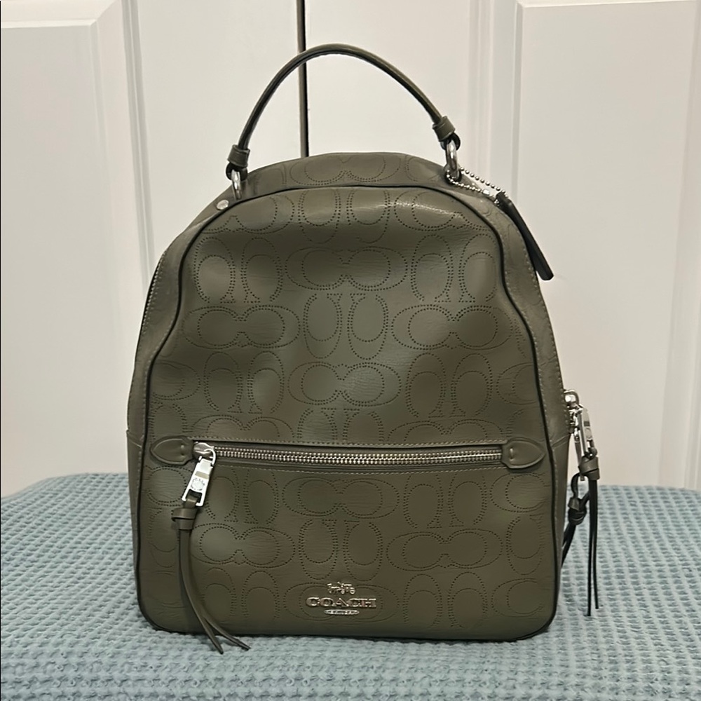 Coach Sage Green Leather Backpack